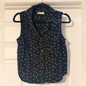 SO Women's Black and Yellow Floral Blouse